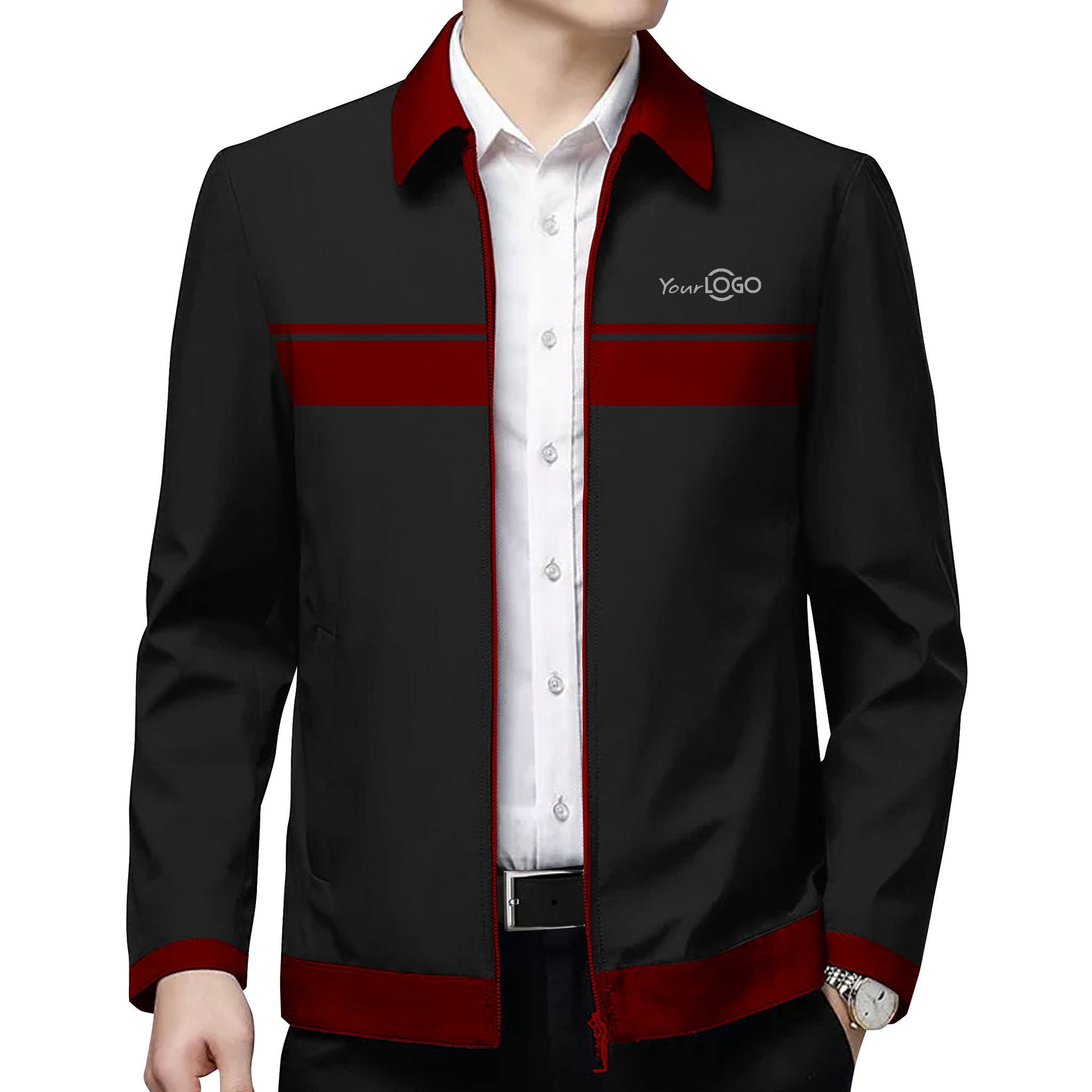 Men's NASCAR JH Design Black Twill Logo Uniform Full-Snap Jacket